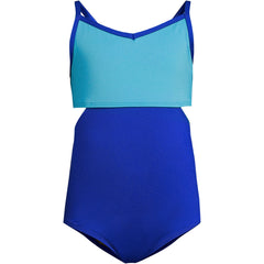 Girls Chlorine Resistant X-Back Cut Out One Piece Swimsuit