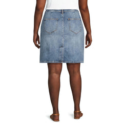 Women's Plus Size Soft Denim Classic 5 Pocket Above the Knee Skirt