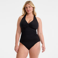 Women's Plus Size Knot Twist Halter One Piece