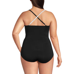 Women's Plus Size SlenderSuit Pleated Low Leg One Piece Swimsuit