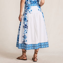 Women's Poplin Border Print Midi Skirt - Set Bottom