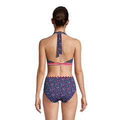 Women's Chlorine Resistant Reversible Halter Bikini Top Swimsuit