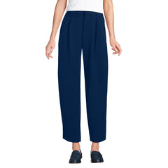 Women's Tall Crepe High Rise Pleated Barrel Leg Ankle Pants