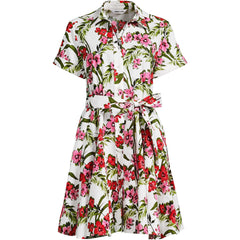 Women's Tall Linen Blend Button Front Dress with Godets