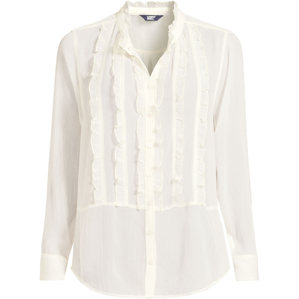 Women's Chiffon Ruffle Front Long Sleeve Top