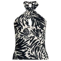 Women's Plus Size Criss Cross Halter Tankini Top