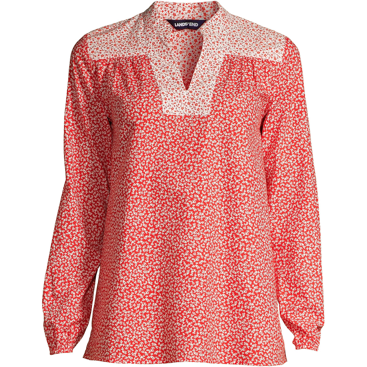 Women's Petite Cotton Poplin Peasant Shirt