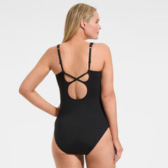 Women's Plus Size V-Neck High Leg Strappy Back One Piece