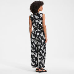 Women's Sleeveless Creaseless Wrap Jumpsuit with Smocked Waist