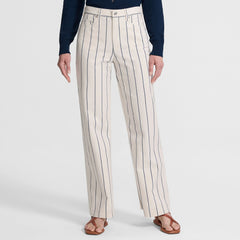 Women's High Rise 5 Pocket Wide Leg Chino Oxford Stripe Pants