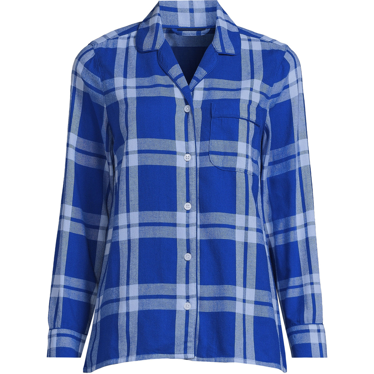 Women's Petite Long Sleeve Print Flannel Pajama Top