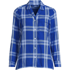Women's Plus Size Long Sleeve Print Flannel Pajama Top