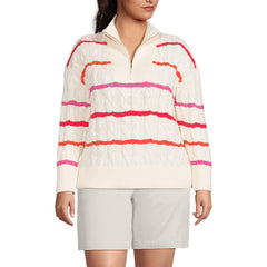 Women's Plus Size Drifter Cable Quarter Zip Sweater