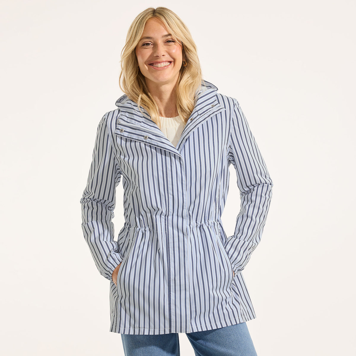Women's Tall Print Waterproof Hooded Packable Raincoat