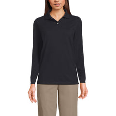 School Uniform Women's Long Sleeve Mesh Polo Shirt
