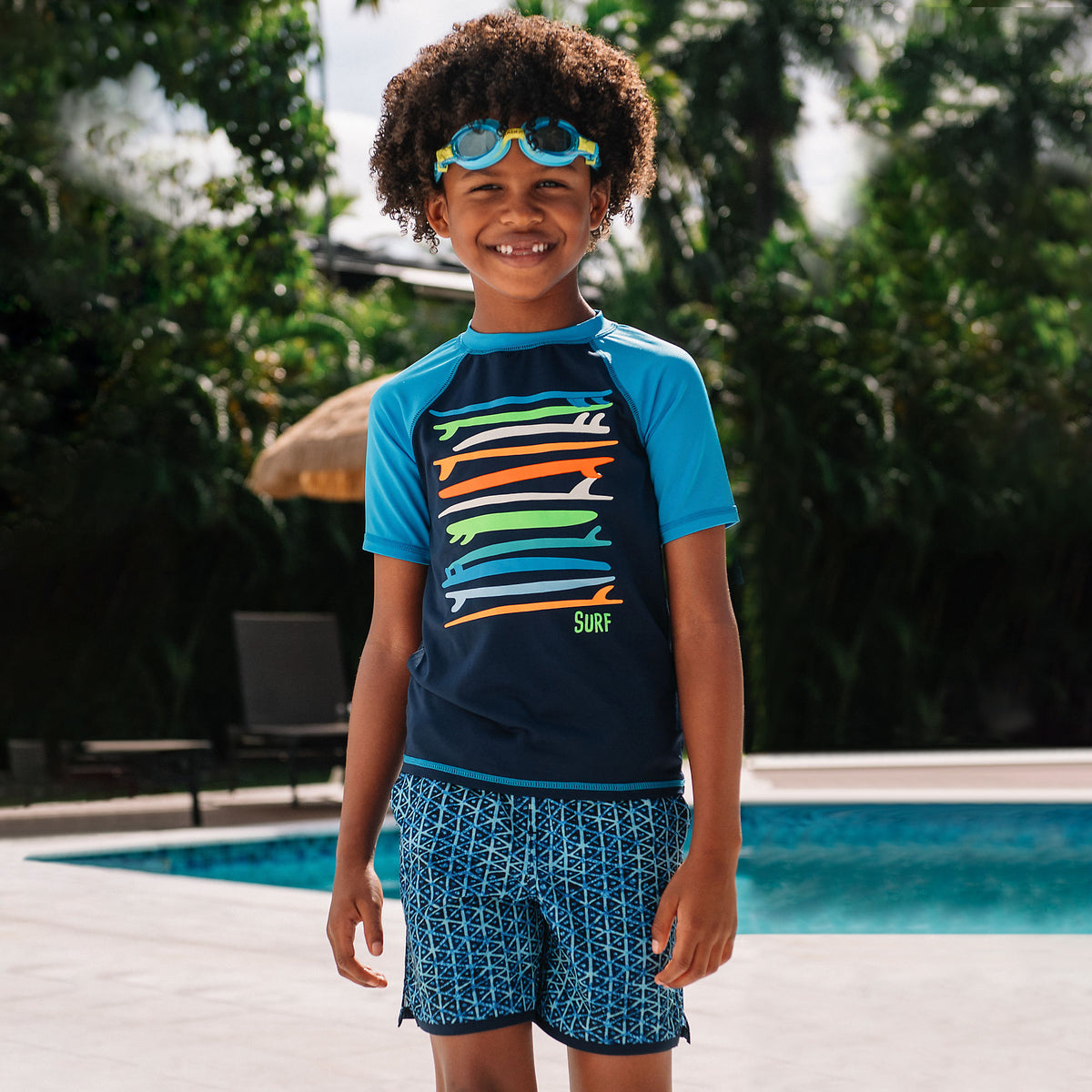 Boys Husky Sunshade UPF 50 Chlorine Resistant Short Sleeve Crew Neck Rash Guard