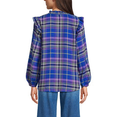 Women's Ruffle Front Flannel Popover Blouse