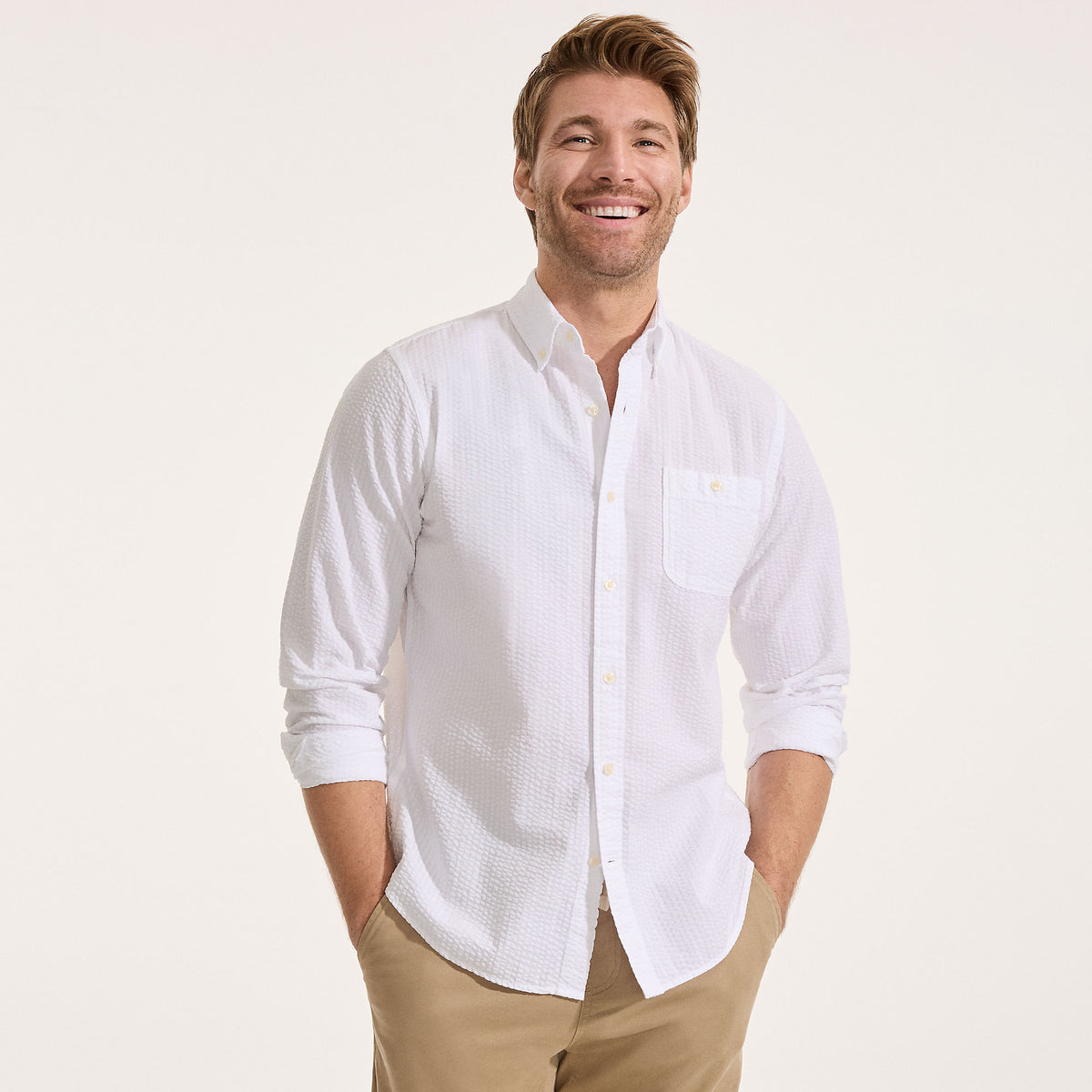Men's Long Sleeve Seersucker Shirt