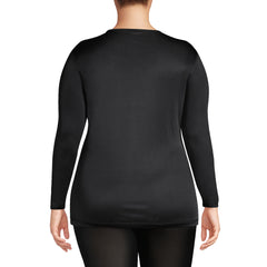 Women's Plus Size Silk Interlock Long Sleeve Crewneck Long Underwear Top