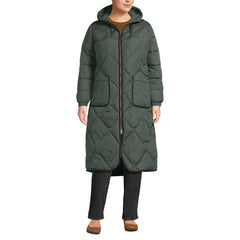 Women's Plus Size FeatherFree Insulated Diamond Quilted Maxi Coat
