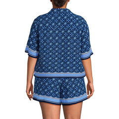 Women's Plus Size Rayon Short Sleeve Camp Shirt