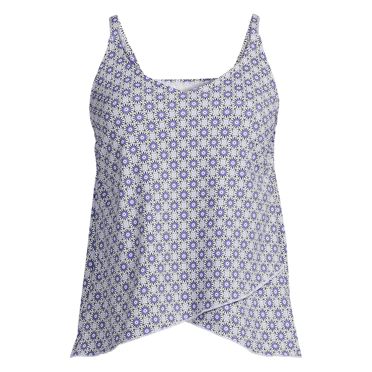 Women's Long Torso Chlorine Resistant Tulip Hem Tankini Swimsuit Top