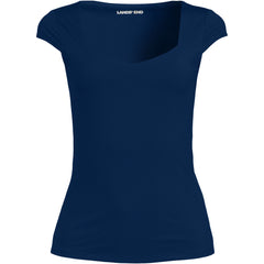 Women's Cap Sleeve Tugless Double Layer Sweetheart Knit Top
