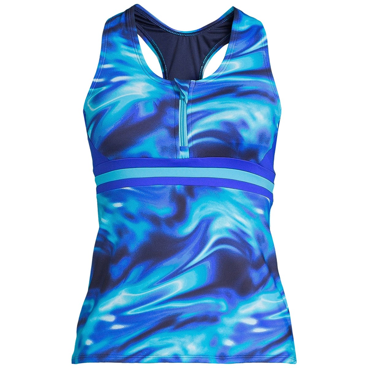 Women's Chlorine Resistant Zip Front Tankini Swimsuit Top