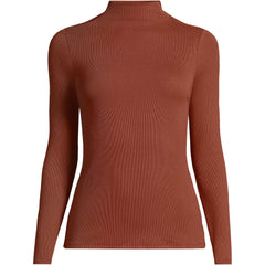 Women's Plus Size Drapey Rib Skimming Long Sleeve Mock Neck
