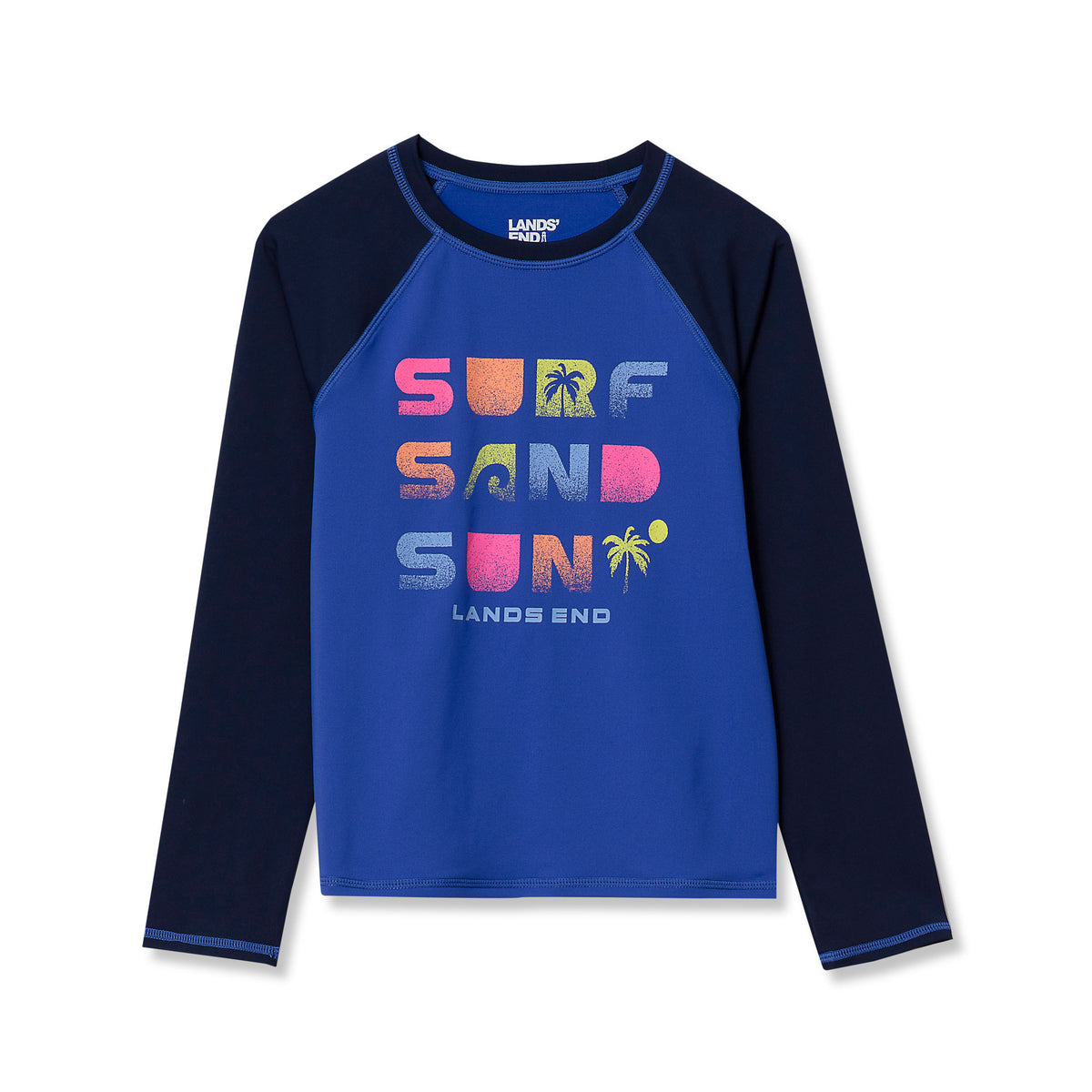 Girls Slim Chlorine Resistant Long Sleeve Crew Neck Rash Guard
