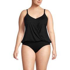 Women's Plus Size Smoothing Control Blouson Fauxkini One Piece Swimsuit