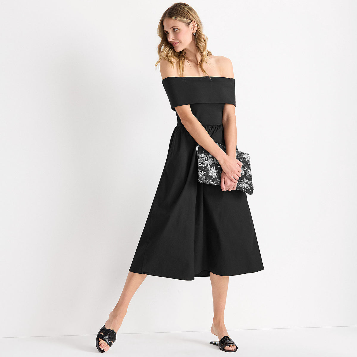 Women's Off the Shoulder Slender Mixed Media Dress