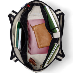 Medium Print 5 Pocket Open Top Canvas Tote Bag