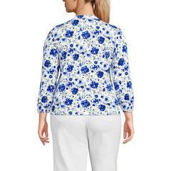 Women's Plus Size Lightweight Jersey Button Pintuck Top