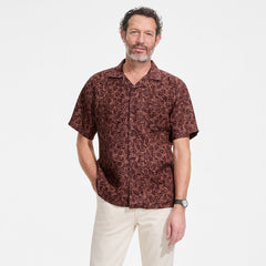 Men's Tall Short Sleeve Linen Hawaiian Camp Collar Shirt