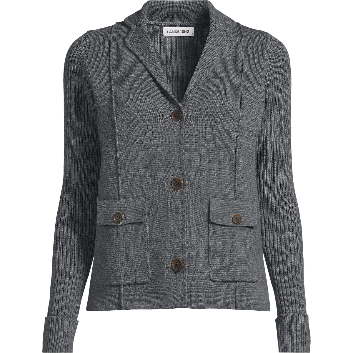 Women's Plus Size Drifter Ribbed Collared Blazer Sweater