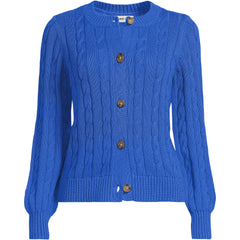 Women's Plus Size Drifter Classic Cable Crew Neck Cardigan Sweater