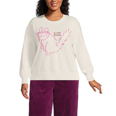 Womens Plus Size Drifter Drop Shoulder Placed Jacquard Crew Neck Sweater