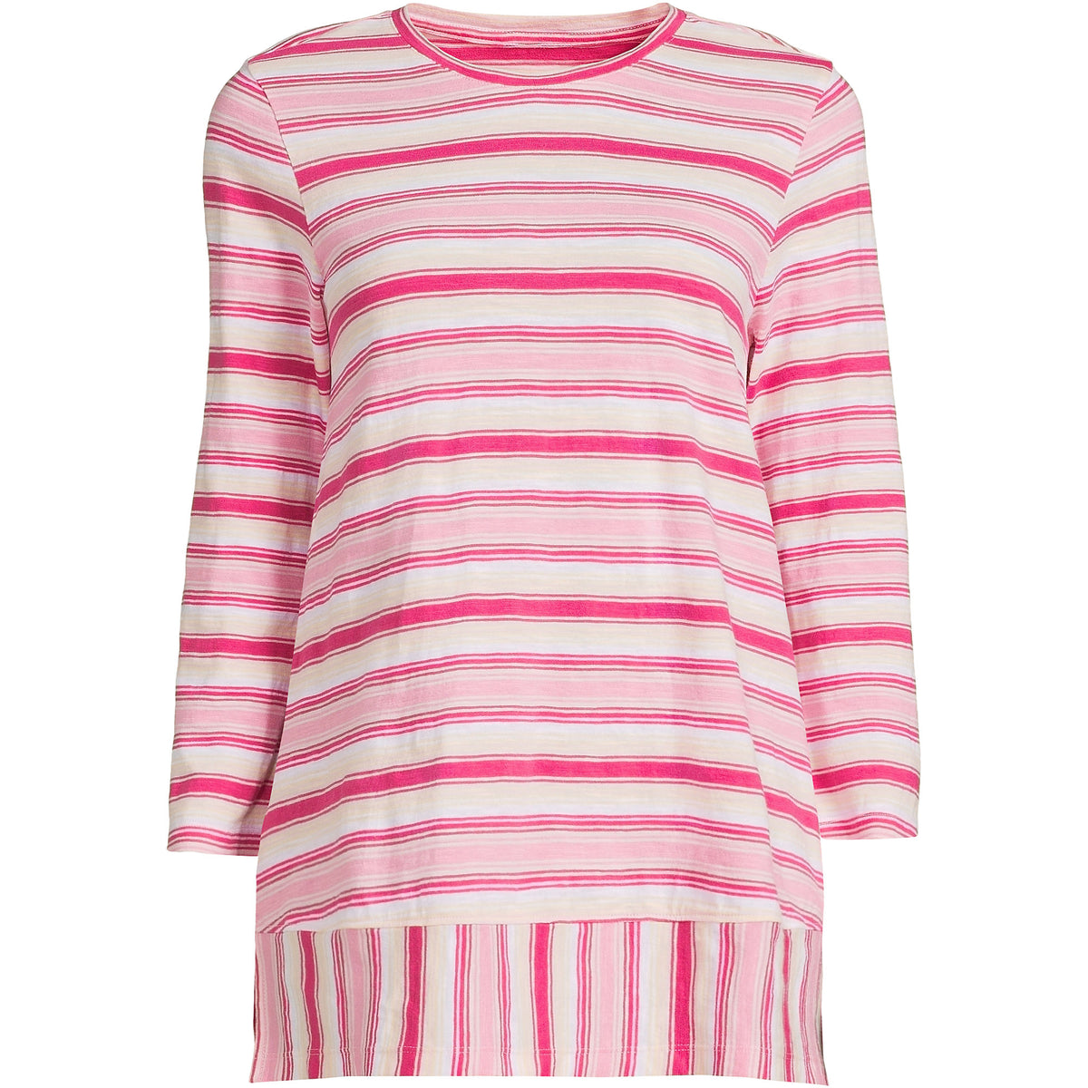 Women's Petite 3/4 Sleeve Slub Jersey Swing Tunic
