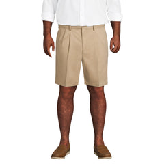 Men's Big and Tall No Iron 9" Comfort Waist Pleated Front Chino Short