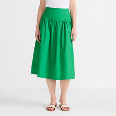 Women's Petite Poplin Drop Waist Midi Skirt - Set Bottom
