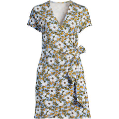 Women's Plus Size Cotton Modal V Neck Mini Wrap Dress