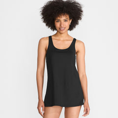 Women's Long Torso Scoop Neck Mini Swim Dress Swimsuit