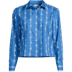 Women's Plus Size Carefree Cotton Shirt with Removable Bow