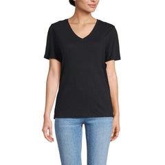 Women's Short Sleeve Linen Blend V-Neck Tee
