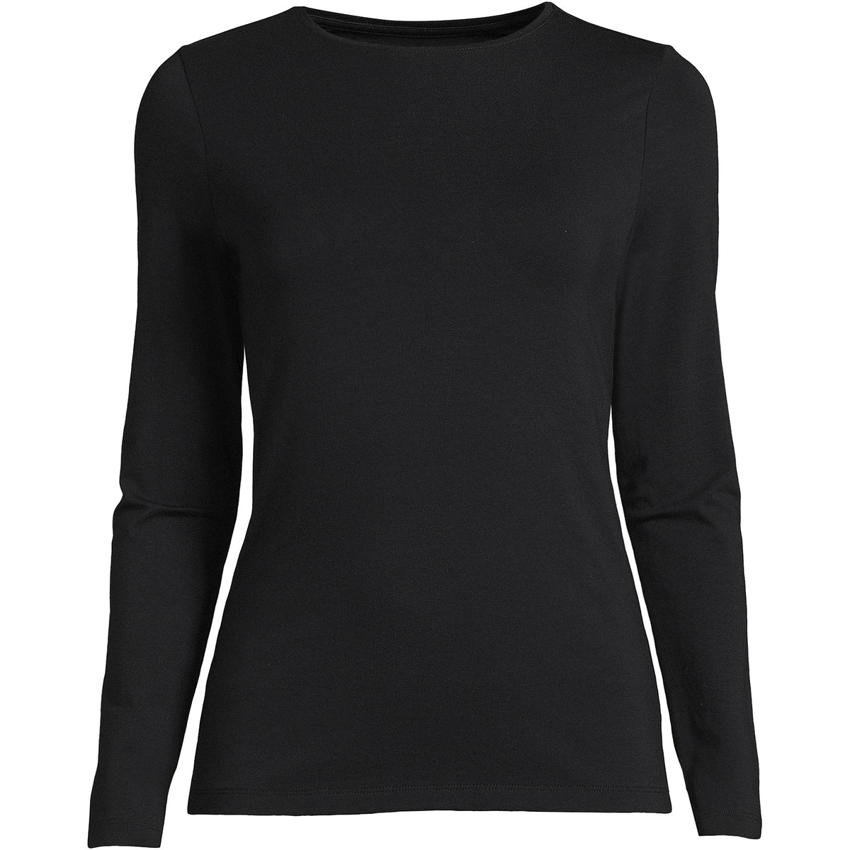 Women's Petite Lightweight Jersey Skimming Long Sleeve Crew Neck T-shirt