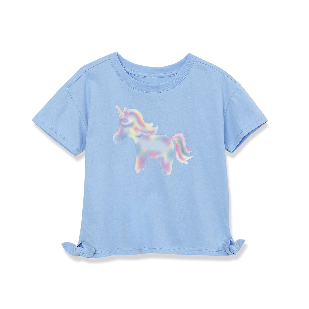 Girls Short Sleeve Side Tie Graphic Tee