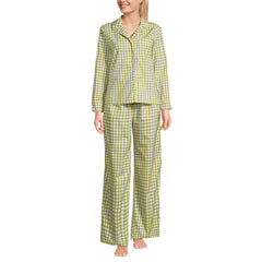 Women's Cotton Poplin 2 Piece Pajama Set - Long Sleeve Top and Pants