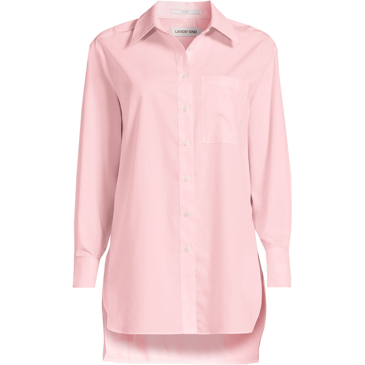 Women's Petite Oversized No Iron Tunic with Statement Collar Shirt
