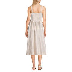 Women's Linen Blend Pintuck Tank Midi Dress